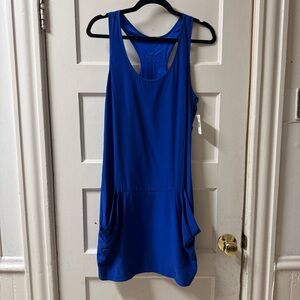 Loeffler Randall Vibrant Blue 100% Silk Drop Waist Dress with Pockets NWT
